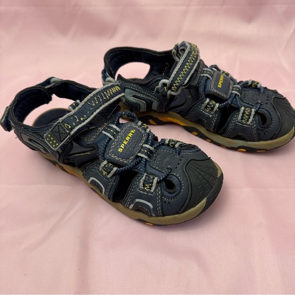 Sperry Batten Youth Sandals – US 1M | Rugged Blue/Yellow, Leather Upper, YB30008 - Picture 2 of 7